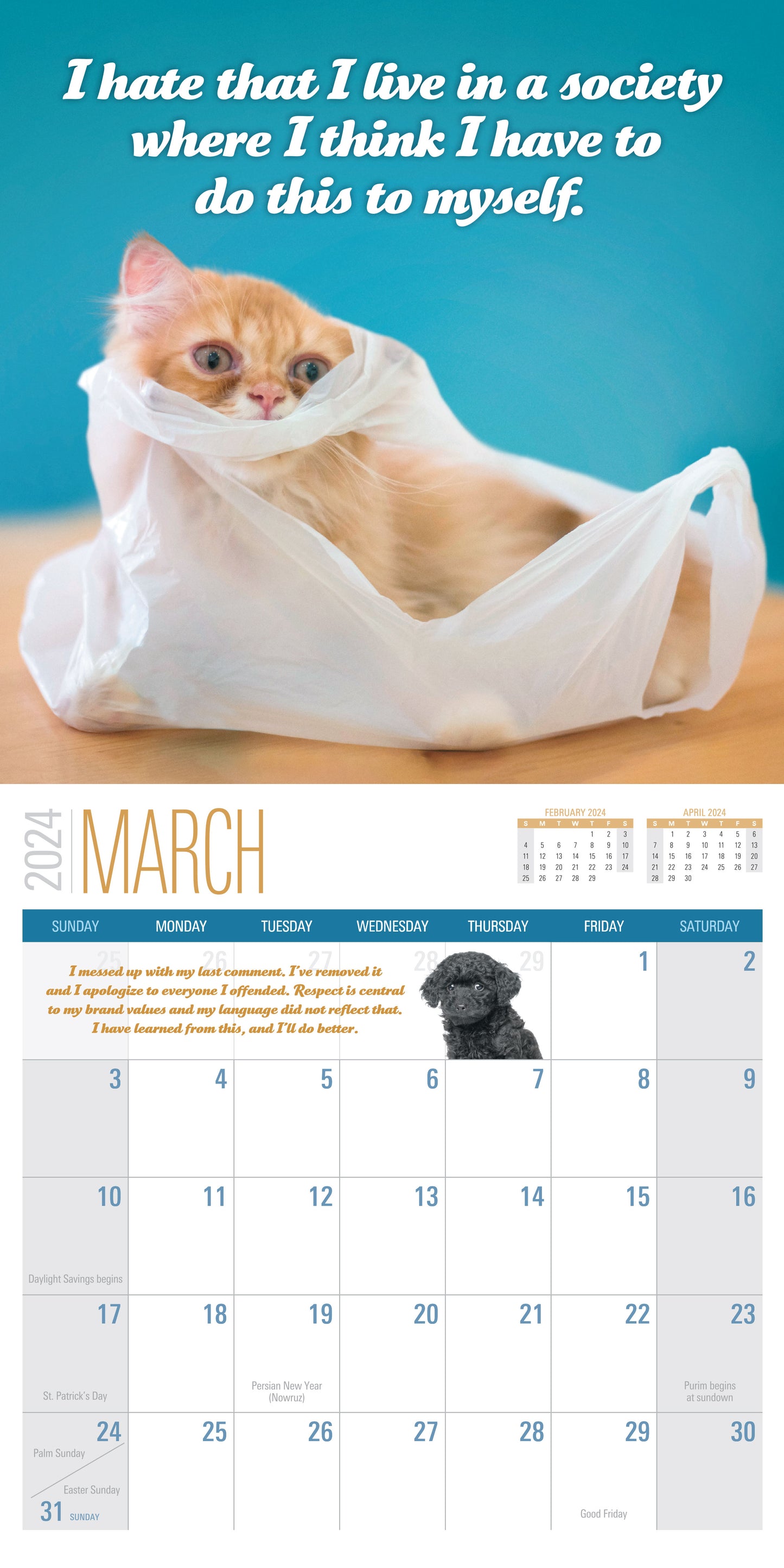 2024 Social Justice Kittens Calendar